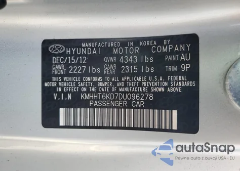 2013 Hyundai Genesis Coupe 2.0T from USA, damaged, VIN KMHHT6KD7DU096278